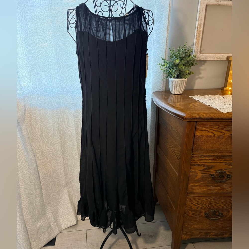 VINTAGE Sandra Darren Black Dress, NWT